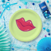Paar van Cherry Red Lips Papieren Bordje (Feest)