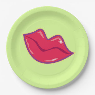 Paar van Cherry Red Lips Papieren Bordje