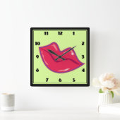 Paar van Cherry Red Lips Vierkante Klok (Huis)