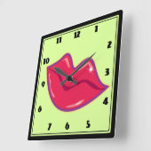 Paar van Cherry Red Lips Vierkante Klok (Hoek)