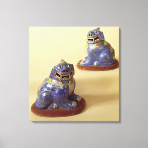 Paar van Chinese cloisonne-honden, 18e eeuw Canvas Afdruk