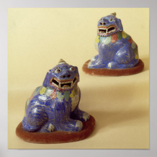 Paar van Chinese cloisonne-honden, 18e eeuw Poster