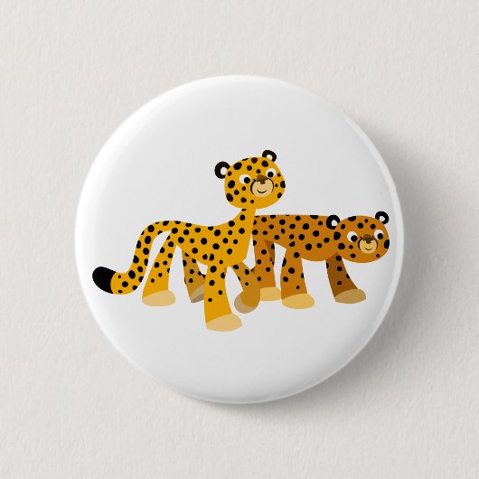 Paar van Cute Cartoon Cheetahs Button Badge (Voorkant)