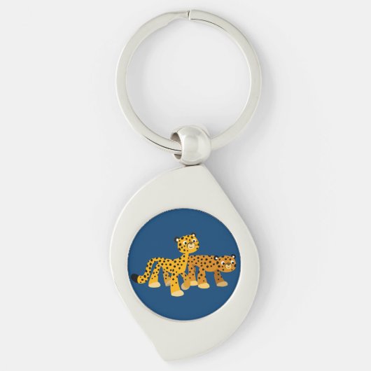 Paar van Cute Cartoon Cheetahs Metal Sleutelhanger (Voorkant)