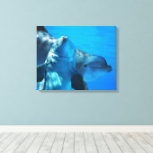 Paar van de Afbeelding van de Curieuze Dolphins Ga Canvas Afdruk (Insitu (Houten vloer))