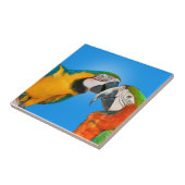 Paar van de Parrots die Tile zoenen Tegeltje (Zijkant)