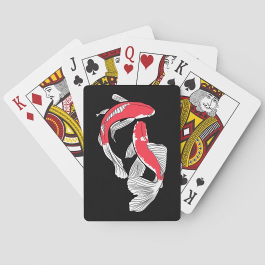 Paar van de rode japanse koi pokerkaarten (Achterkant)