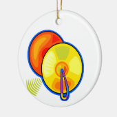 Paar van gele cymbals in blauwe grafiek keramisch ornament (Links)