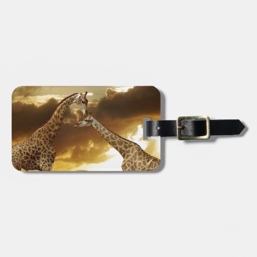 Paar van Giraffe Bagagelabel (Voorkant horizontaal)