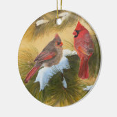 Paar van kardinalen keramisch ornament (Links)