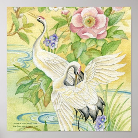 Paar van kranen afdrukken poster (Voorkant)