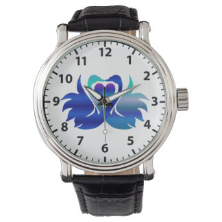 Paar van liefdeszwanen (Hansa puuttuwa) Horloge