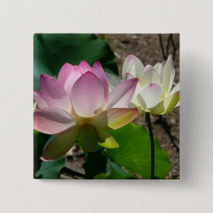Paar van Lotus Flowers I Vierkante Button 5,1 Cm