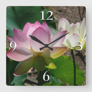 Paar van Lotus Flowers I Vierkante Klok