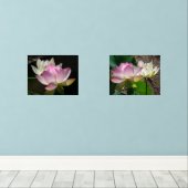 Paar van Lotus Flowers II Muurkunst Sets (Houten vloer)