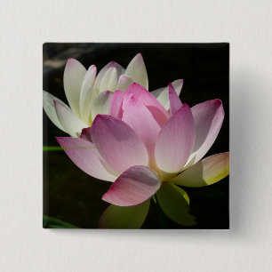 Paar van Lotus Flowers II Vierkante Button 5,1 Cm