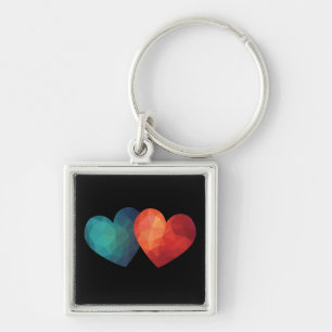Paar van modern design hart sleutelhanger