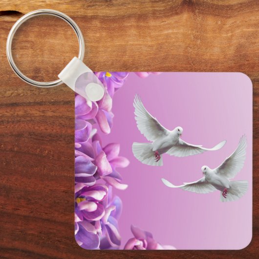 Paar van mooie witte doven sleutelhanger (Voorkant)