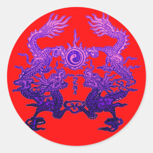 Paar van Paarse dragons op geschenken en kleding Ronde Sticker