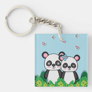 Paar van Pandas Sleutelhanger