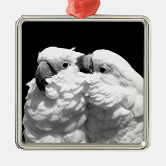 Paar van paraplu-cockatoes metalen ornament