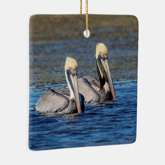Paar van Pelicans Keramisch Ornament (Rechts)