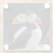 Paar van Puffins Glazen Onderzetter (Achterkant)