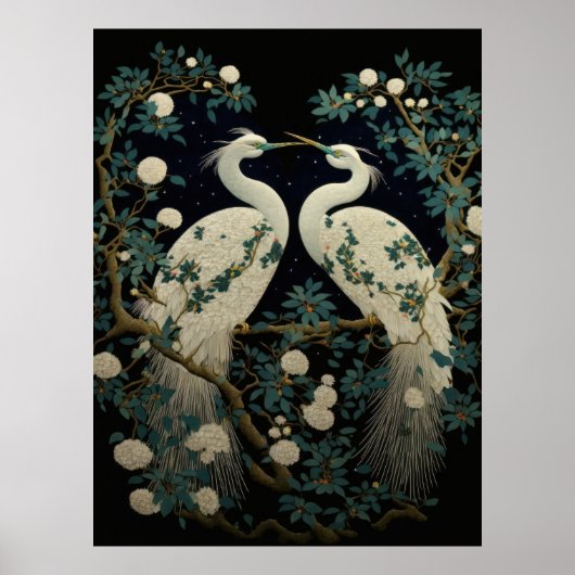 Paar van White Egrets Poster (Voorkant)