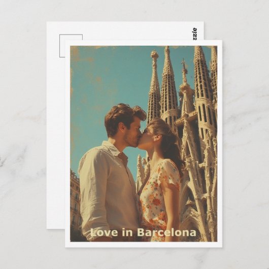 Paar verliefd op Barcelona Briefkaart (Voorkant / Achterkant)