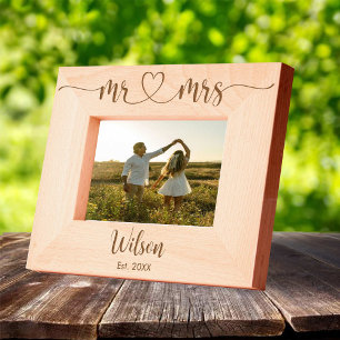 Paar Verloving Houten Foto Lijst met Namen Gegraveerde Lijstjes