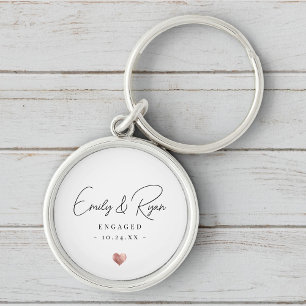 Paar Verloving Roos Gouden Hart Keepsake Sleutelhanger