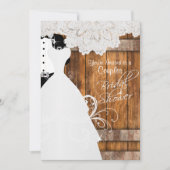 Paar Vrijgezellenfeest in rustiek hout en kant Kaart (Voorkant)
