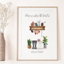 Paar Welly laarzen Housewarming Poster