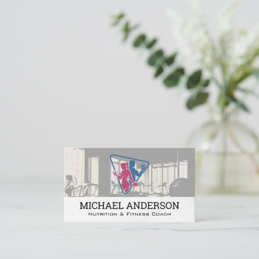 paar werkt uit | fitnessapparatuur visitekaartje (Staand voorkant)