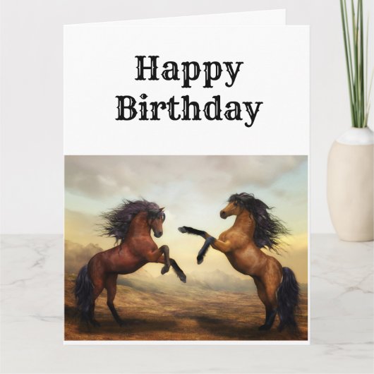 paar wilde paarden kaart (Voorkant)