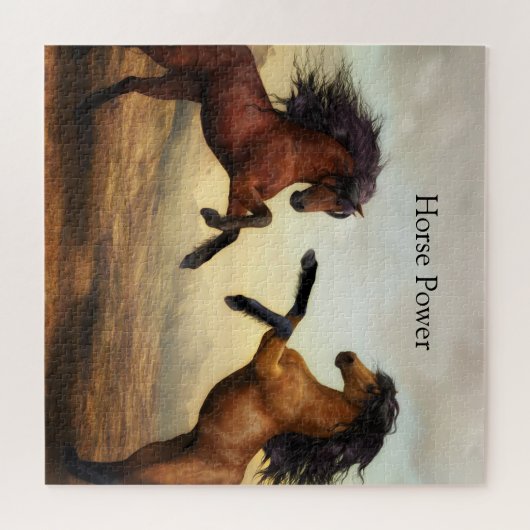 paar wilde paarden legpuzzel (Horizontaal)