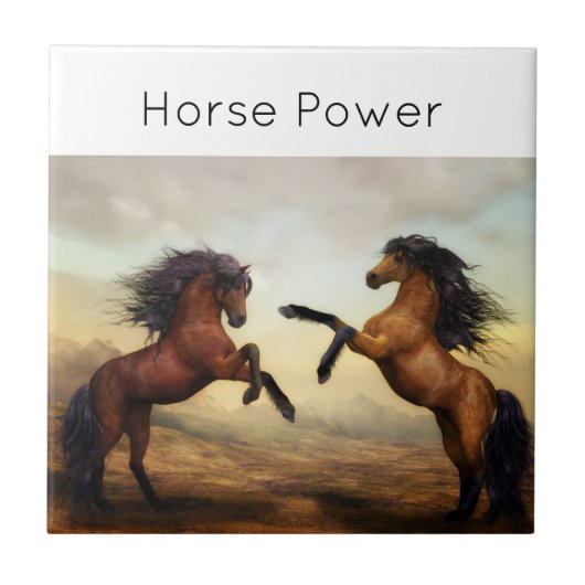 paar wilde paarden tegeltje (Voorkant)