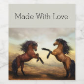 paar wilde paarden wijn etiket (Enkel label)