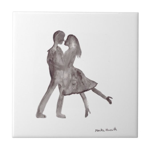  paar witte en zwarte Romance Tegeltje (Voorkant)