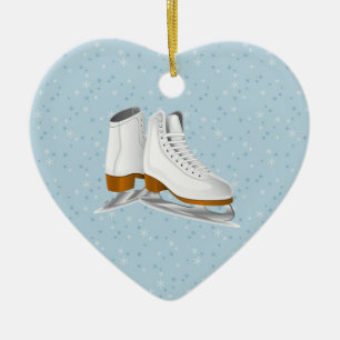 paar witte ijs schaatsen keramisch ornament