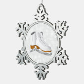Paar witte schaatsen Pewter Snowflake ornament (Rechts)