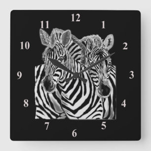 Paar Zebra's Wall Clock Vierkante Klok