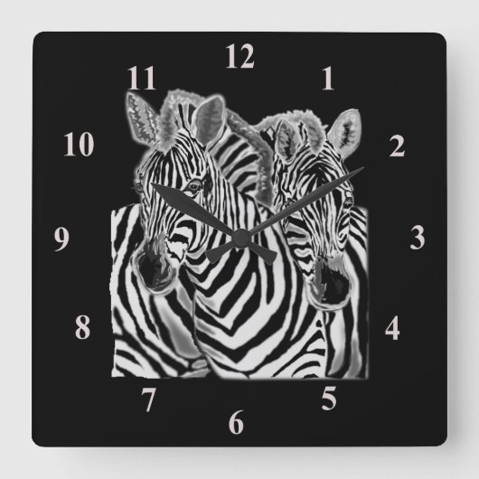Paar Zebra's Wall Clock Vierkante Klok (Voorkant)