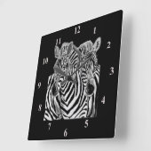 Paar Zebra's Wall Clock Vierkante Klok (Hoek)