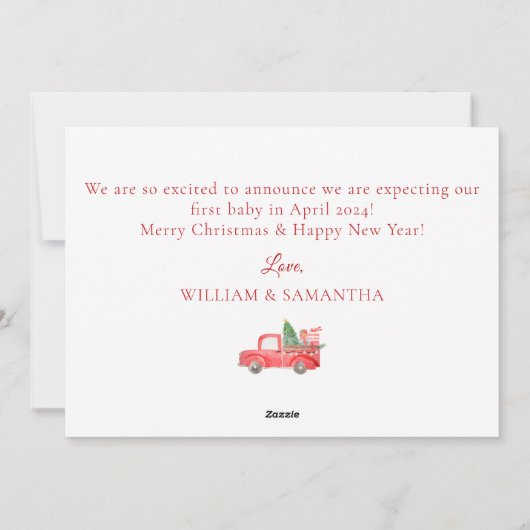 Paar Zwangerschap Aankondiging Kerstmis Kaart (Achterkant)