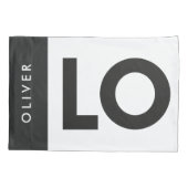 Paar zwarte witte serif liefde typografie moderne kussensloop (Achterkant-Links)