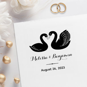 Paar Zwarte Zwanen Save the Date Bruiloft Rubberstempel