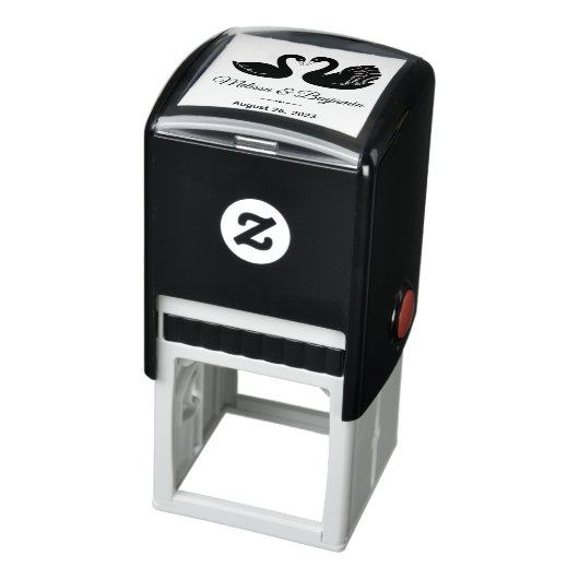 Paar Zwarte Zwanen Save the Date Bruiloft Zelfinktende Stempel (Product)