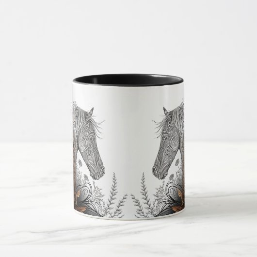 Paard #03 - Beker van koper en inkt Mok (Midden)