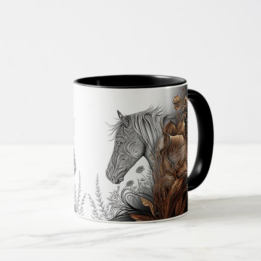 Paard #03 - Beker van koper en inkt Mok (Voorkant rechts)